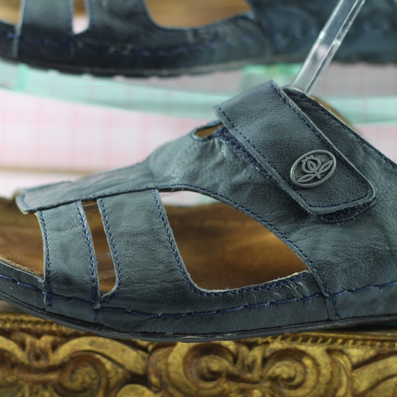 Sanosan Sandals Blue Leather Slides - Picture 7 of 16